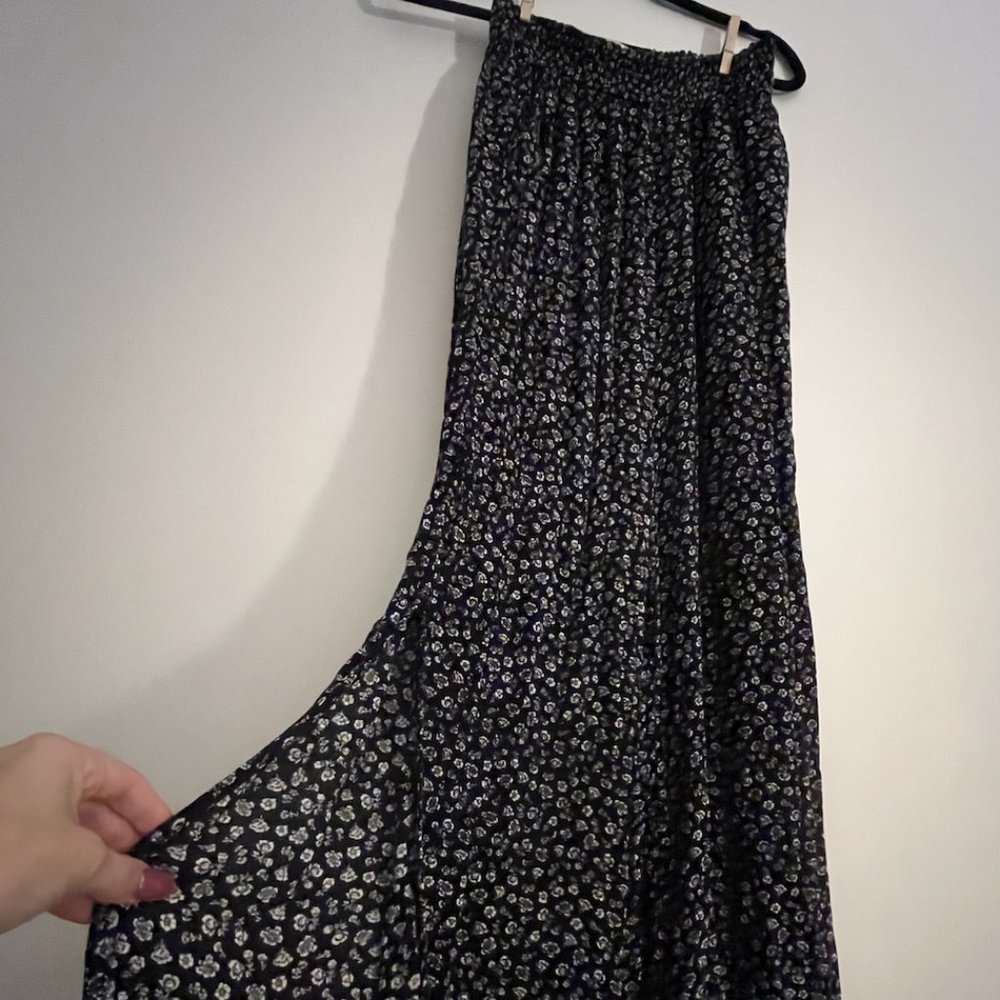 Black Floral Flowy Pants from Hollister